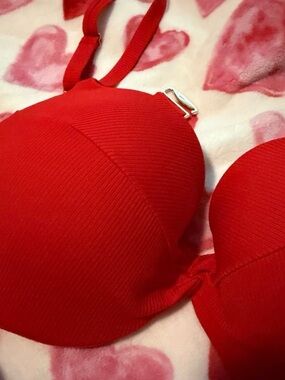 Victoria's Secret Red Ribbed Push-Up Swim Bra
